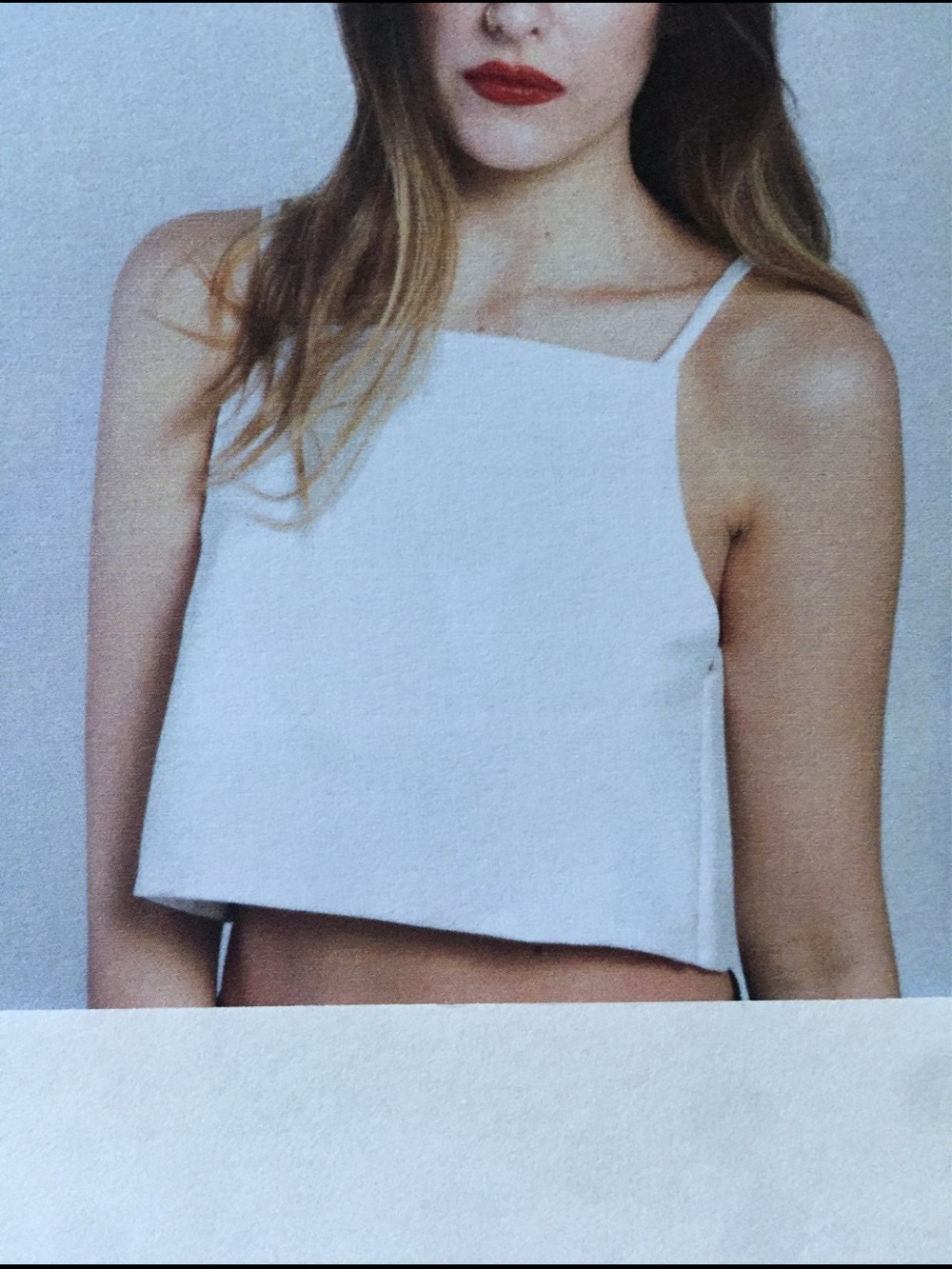 Women's White Square Neck Crop Tank Top
